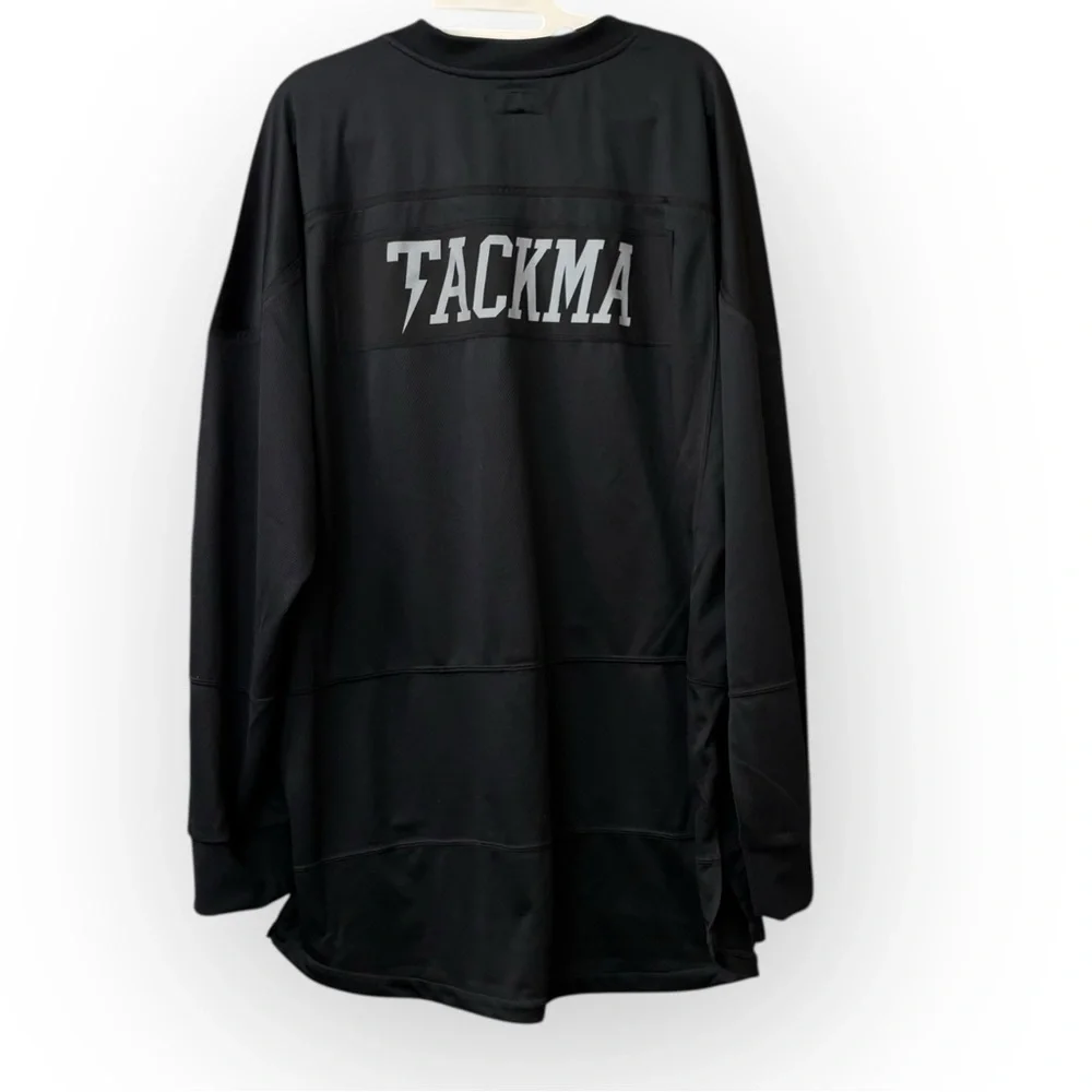 NEW Tackma Men’s Black Long Sleeve‎ Jersey Blue Logo Size XL